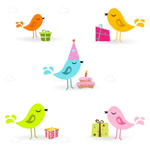 Greeting Card Design with Birds and Presents
